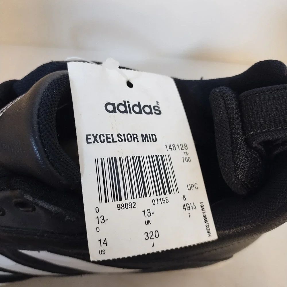Adidas Excelsior Mid Baseball Cleats Black‎ White Metal Spikes Mens 14
